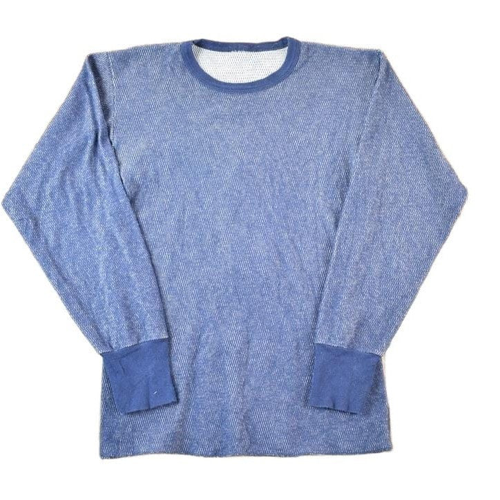 Vintage 1990s Waffle Knit Thermal Crewneck Sweatshirt Mens S from propervintagecanada