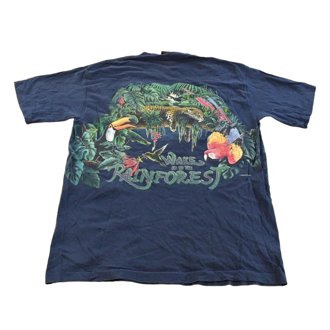 Vintage 1990s Wake Up To The Rainforest Graphic T-Shirt Men's Large from propervintagecanada