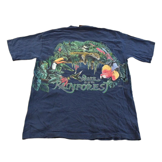 Vintage 1990s Wake Up To The Rainforest Graphic T-Shirt Men's Large from propervintagecanada