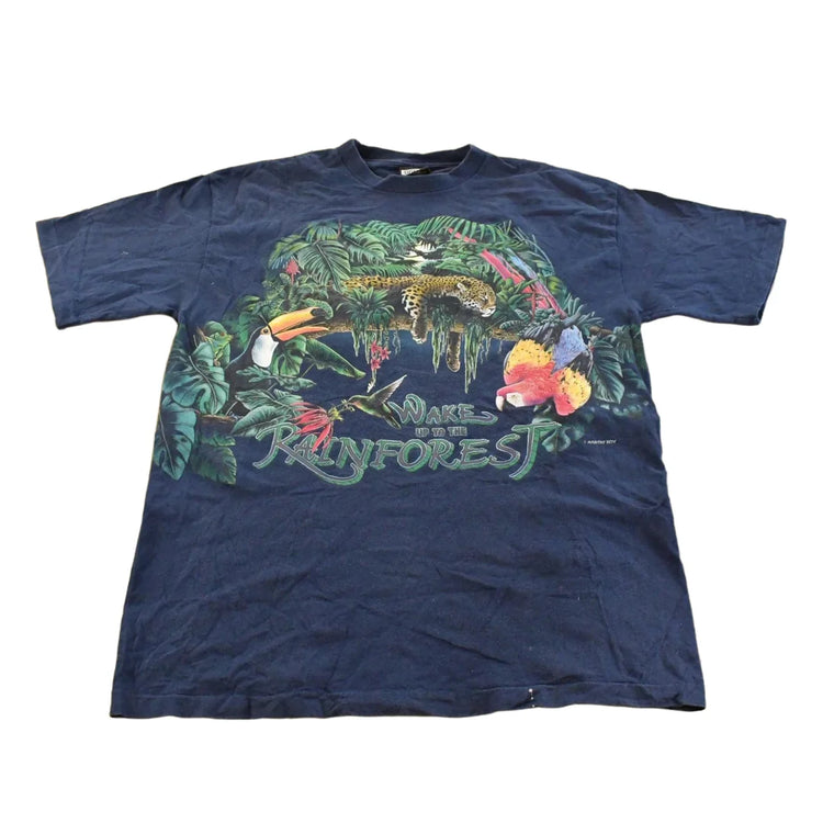 Vintage 1990s Wake Up To The Rainforest Graphic T-Shirt Men's Large from propervintagecanada