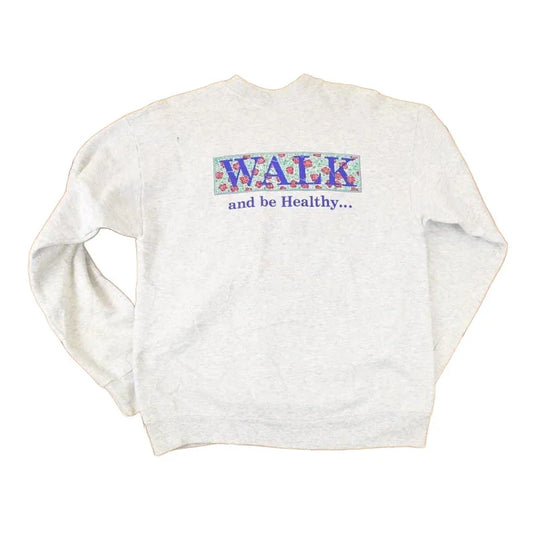 Vintage 1990s Walk And Be Happy FAB Graphic Print Crewneck Sweatshirt Mens L from propervintagecanada