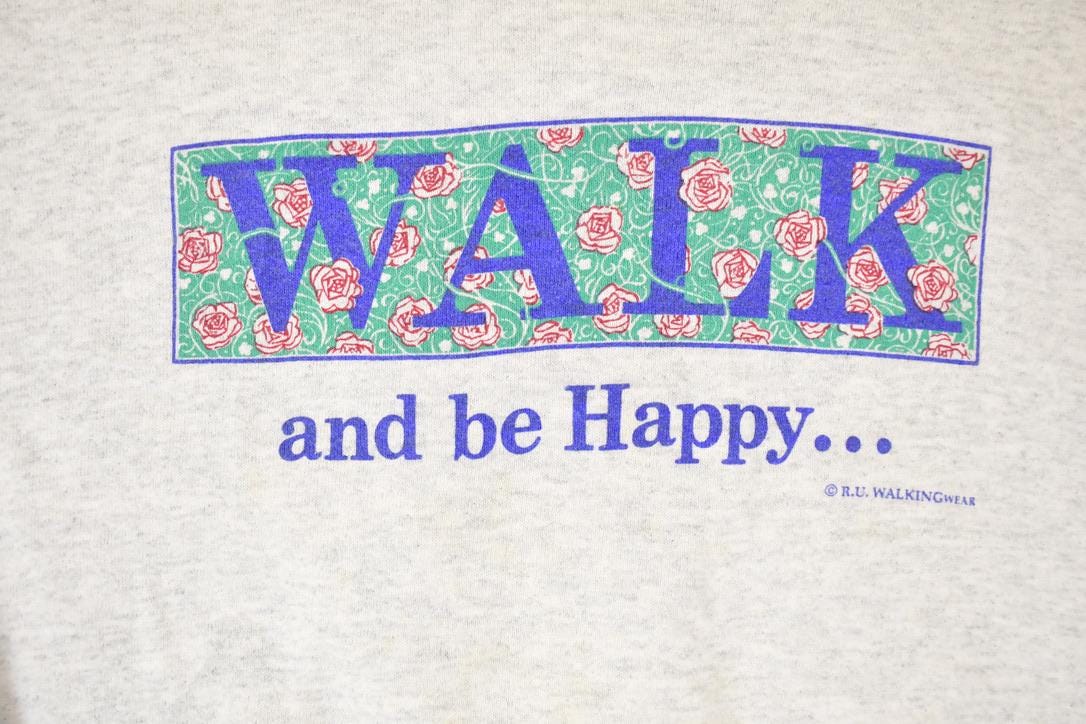 Vintage 1990s Walk And Be Happy FAB Graphic Print Crewneck Sweatshirt Mens L from propervintagecanada