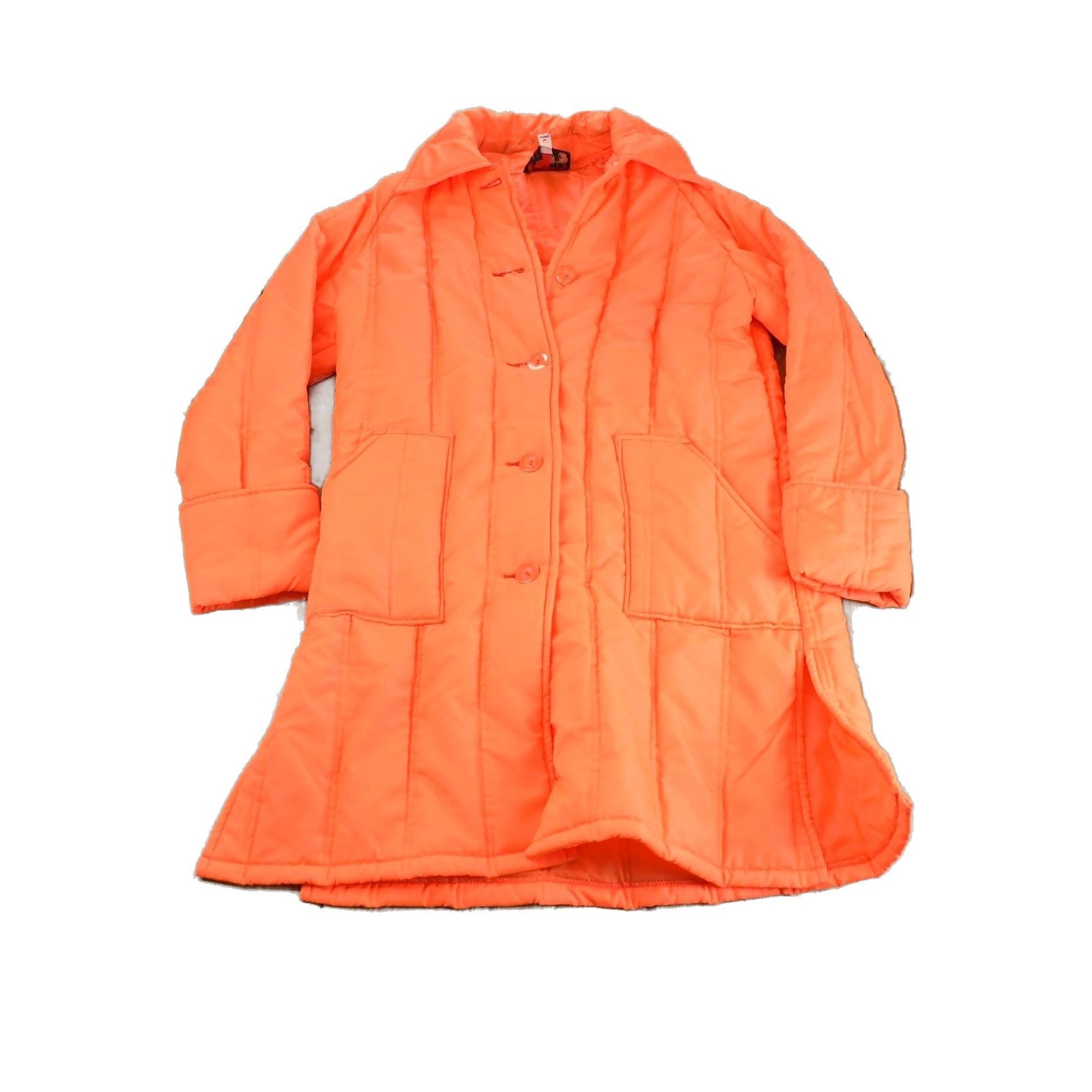 Vintage 1990s Warm Wear Japanese Fluorescent Orange Puffer Jacket Men's Large from propervintagecanada