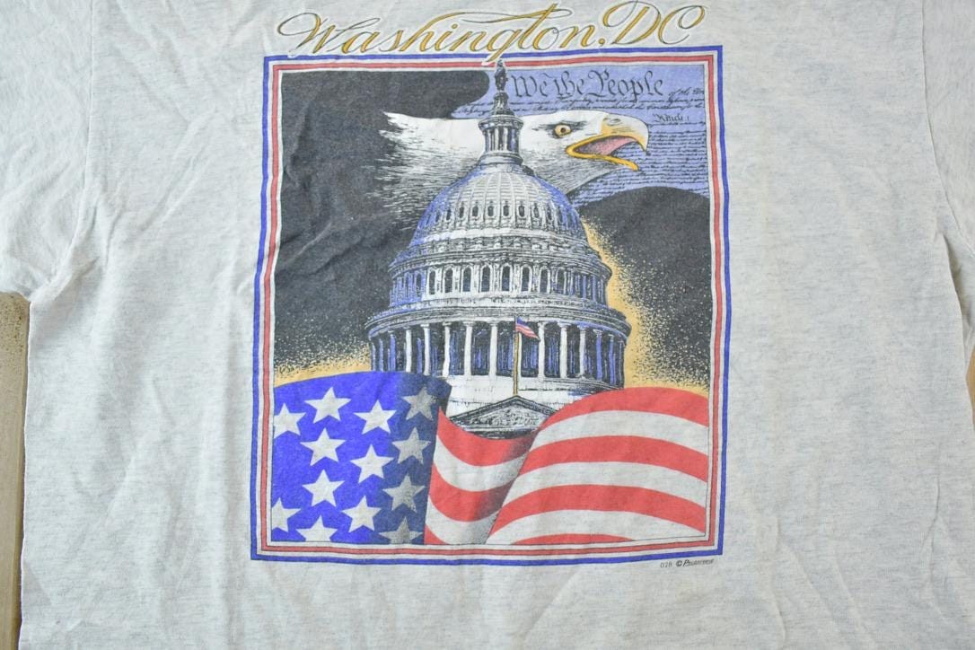 Vintage 1990s Washington DC American Eagle Souvenir Single Stitch Graphic Print T-Shirt Men's XL from propervintagecanada