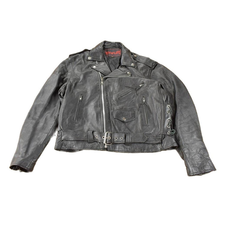 Vintage 1990s Way Of Life Genuine Leather Biker Jacket Men's L from propervintagecanada