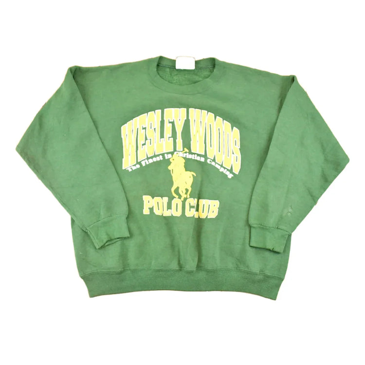 Vintage 1990s Wesley Woods Christian Camping Souvenir Crewneck Sweatshirt Men's L / 90's Tourist Vacation Graphic Sweater from propervintagecanada