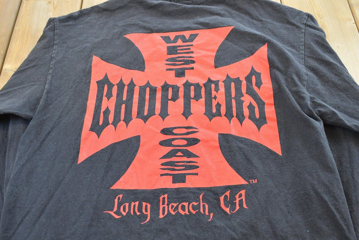 Vintage 1990s West Coast Choppers CFL Flame Skulls Long Sleeve T-Shirt Mens L from propervintagecanada