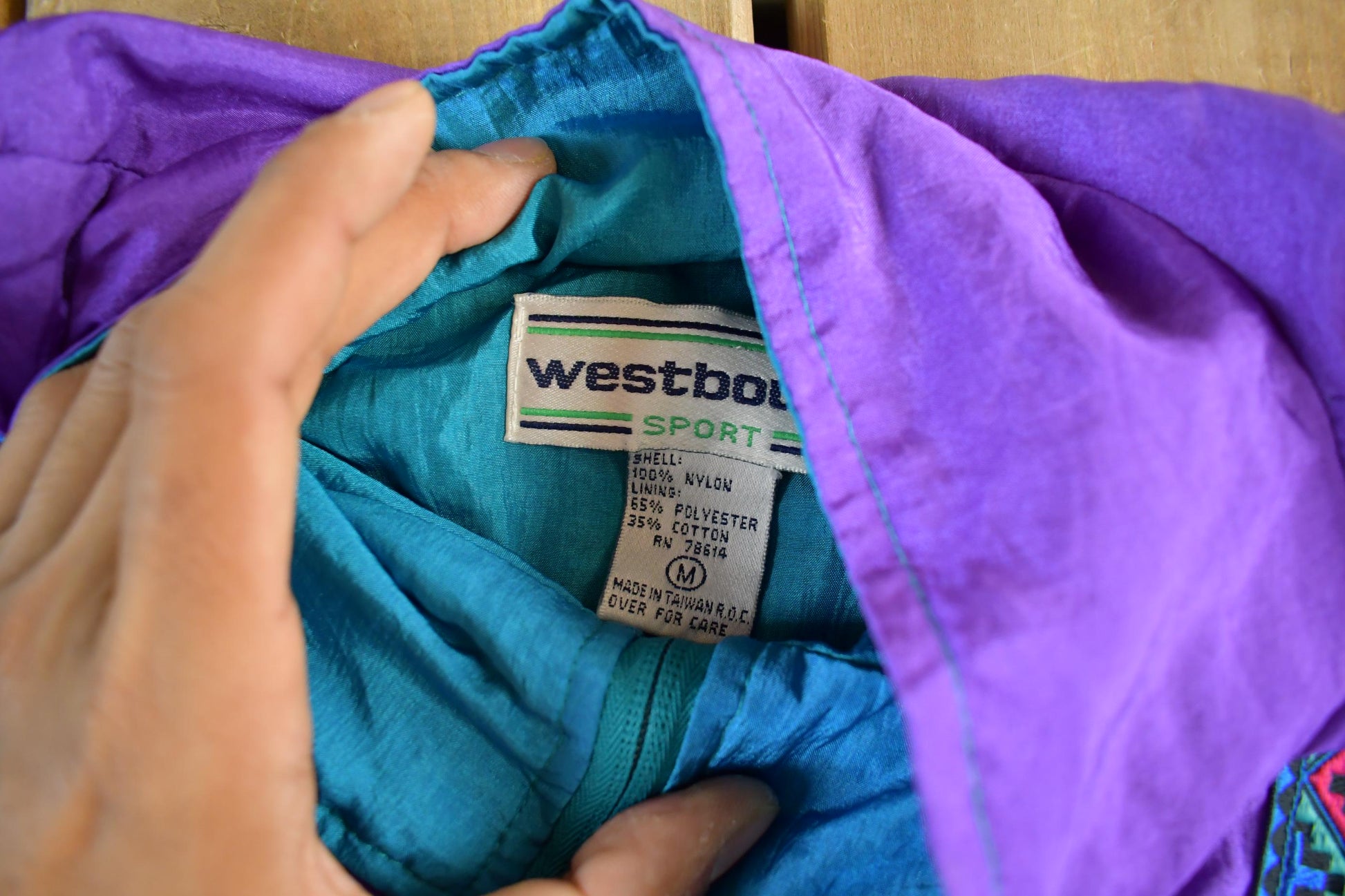 Vintage 1990s Westbound Sport Abstract Windbreaker Jacket Women's Medium from propervintagecanada
