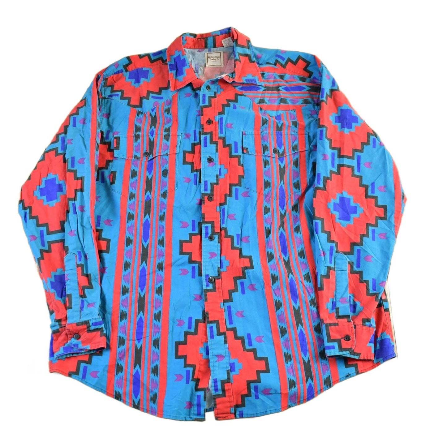 Vintage 1990s Western Plains Trading Co Style Aztec Pattern Button Up Shirt Men's XL from propervintagecanada