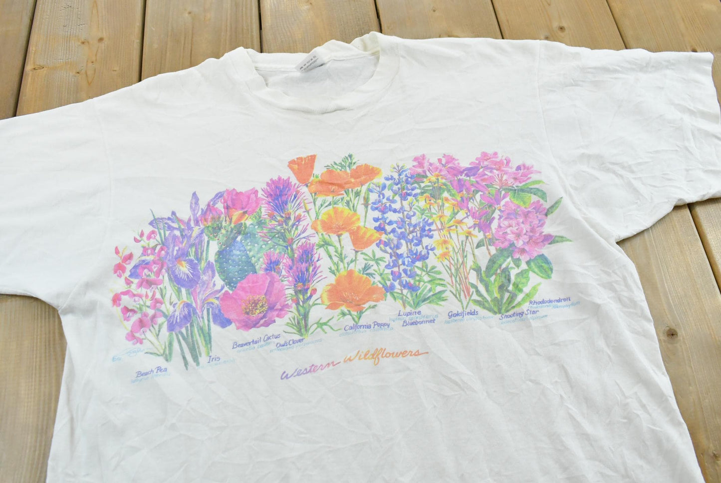 Vintage 1990s Western Wildflowers Nature T-Shirt Men's L from propervintagecanada