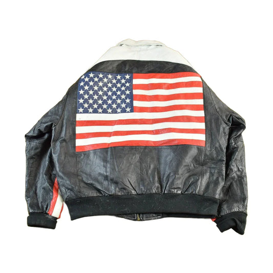 Vintage 1990s WHEREMI USA Leather Jacket Men's XL from propervintagecanada