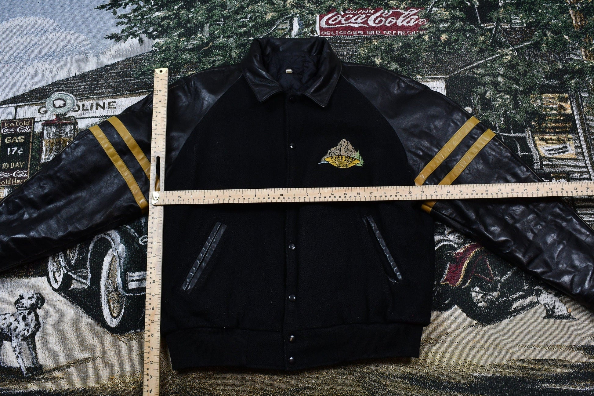 Vintage 1990s Whitehorse Yukon Gold Rush Inn Leather Varsity Jacket Men's L from propervintagecanada
