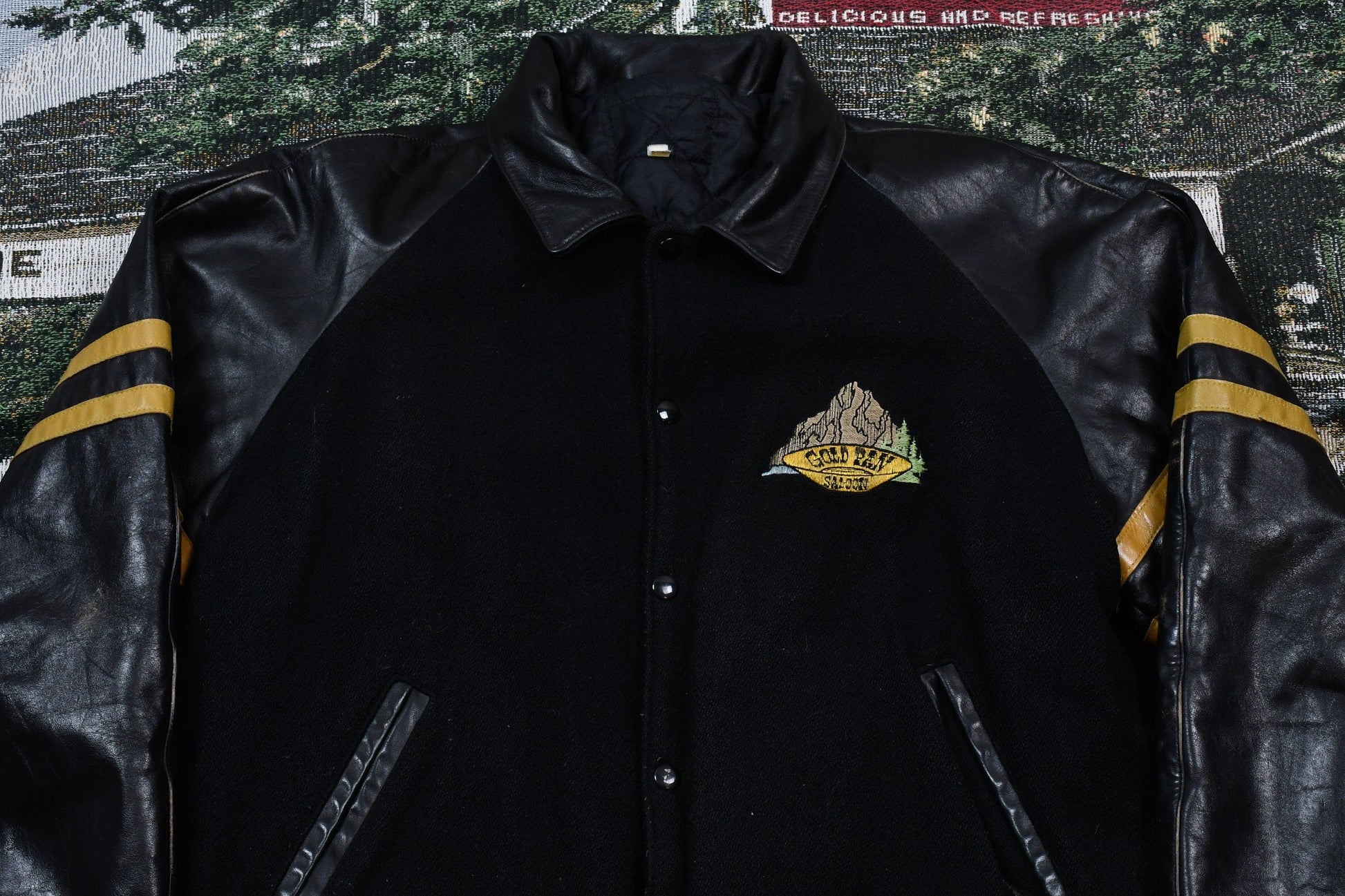 Vintage 1990s Whitehorse Yukon Gold Rush Inn Leather Varsity Jacket Men's L from propervintagecanada