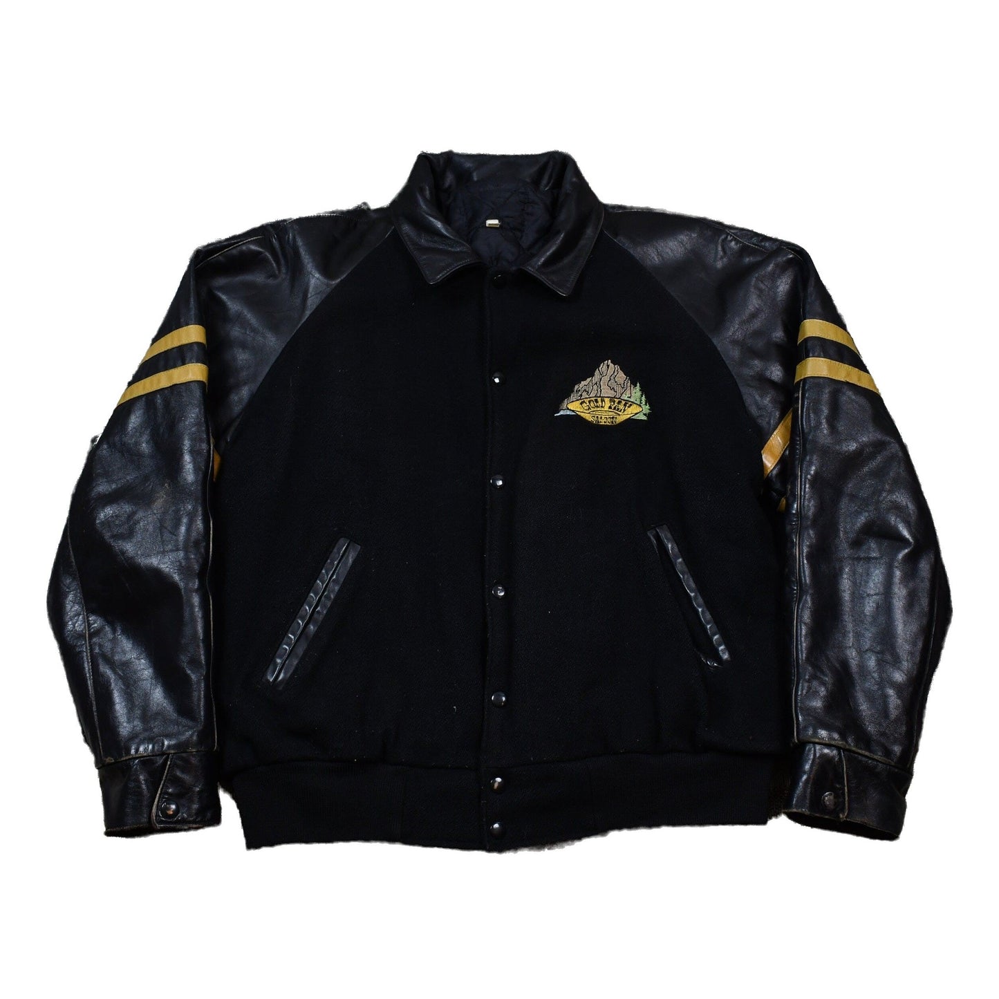 Vintage 1990s Whitehorse Yukon Gold Rush Inn Leather Varsity Jacket Men's L from propervintagecanada