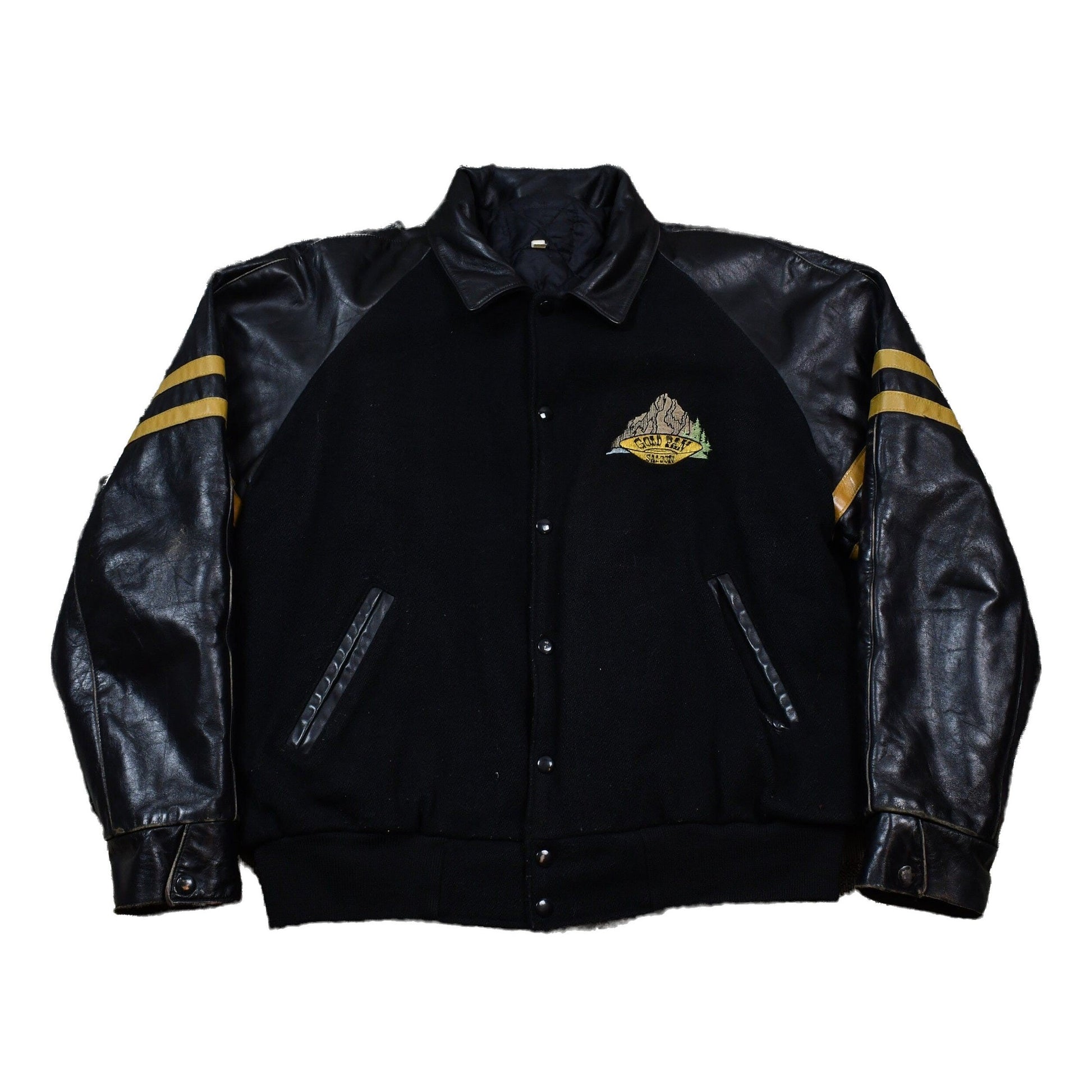 Vintage 1990s Whitehorse Yukon Gold Rush Inn Leather Varsity Jacket Men's L from propervintagecanada