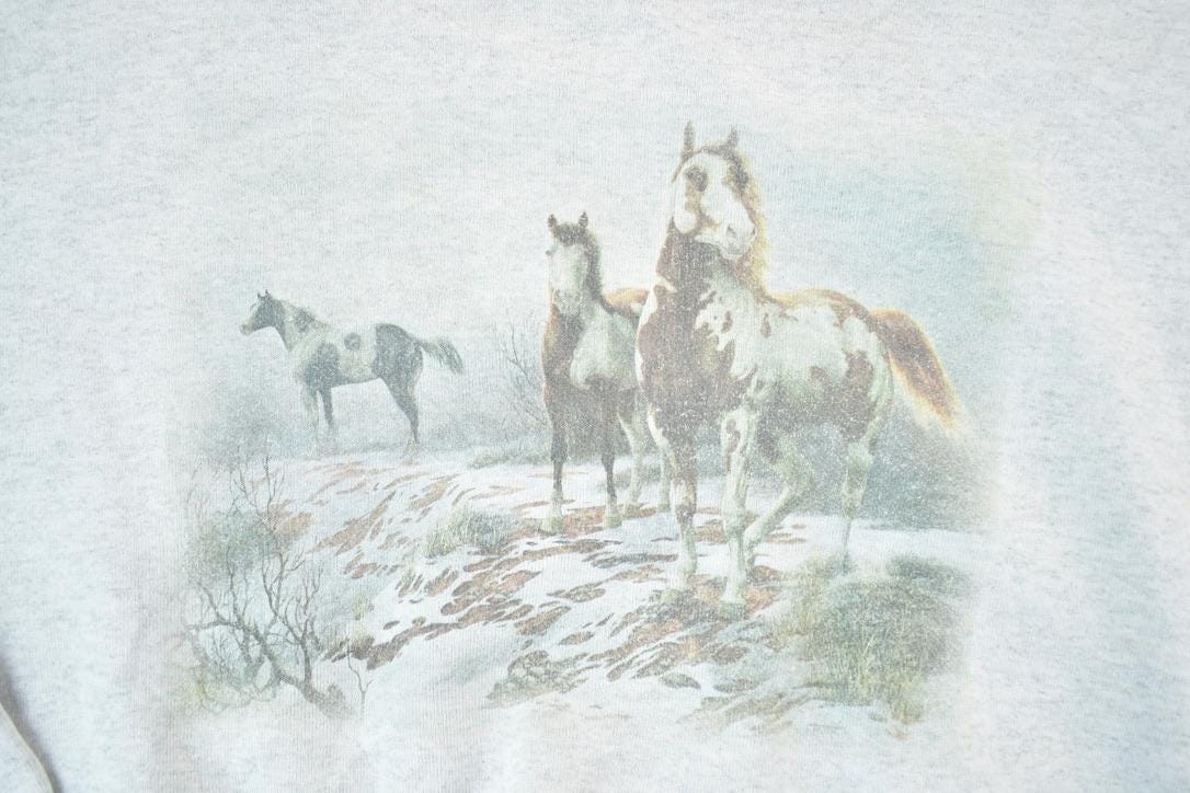 Vintage 1990s Wild Horses Crewneck Sweatshirt Mens L from propervintagecanada