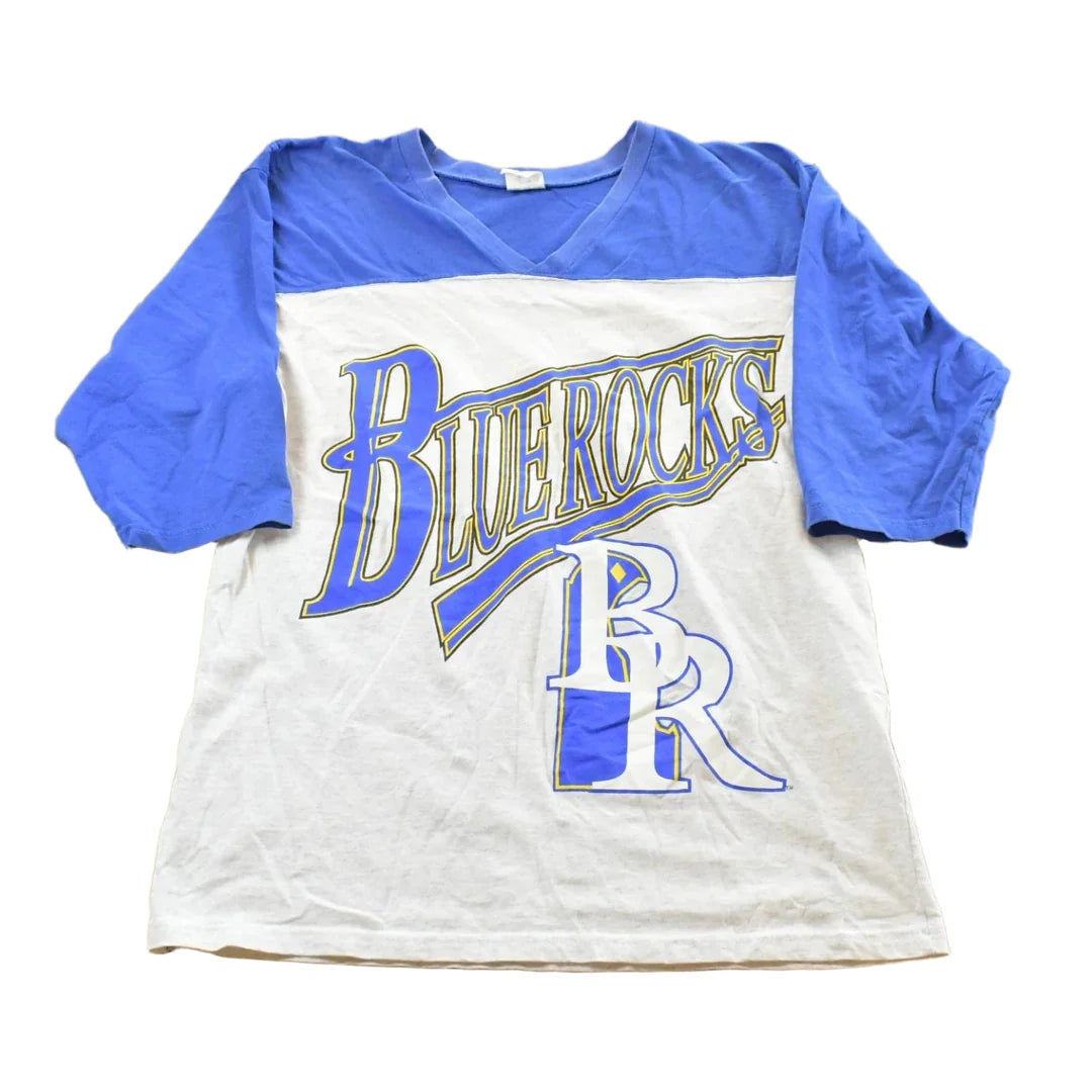 Vintage 1990s Wilmington Blue Rocks Baseball Three Quarter Sleeve T-Shirt Mens M from propervintagecanada