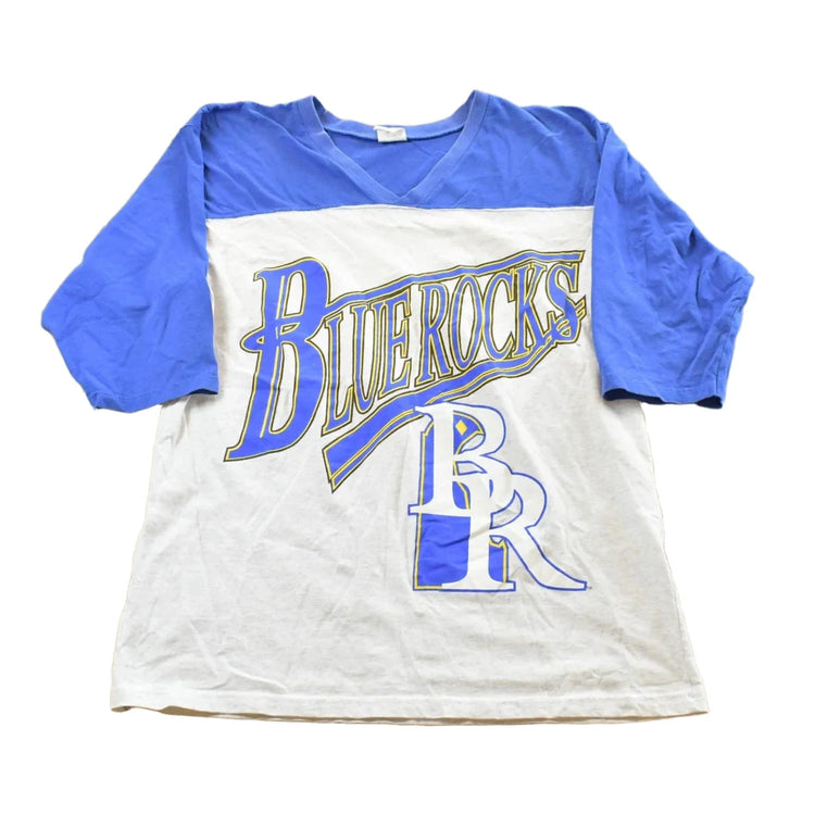 Vintage 1990s Wilmington Blue Rocks Baseball Three Quarter Sleeve T-Shirt Mens M from propervintagecanada