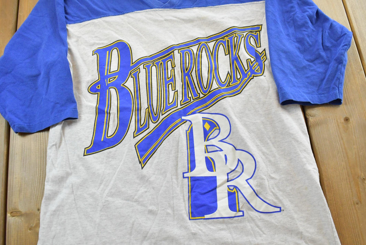 Vintage 1990s Wilmington Blue Rocks Baseball Three Quarter Sleeve T-Shirt Mens M from propervintagecanada
