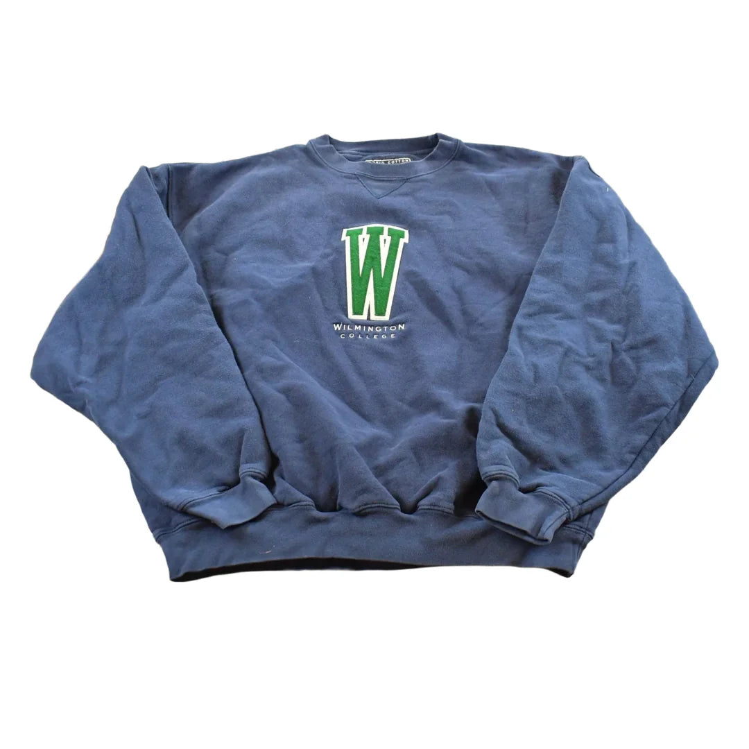 Vintage 1990s Wilmington College University Collegiate Embroidered Crewneck Sweatshirt Mens L from propervintagecanada