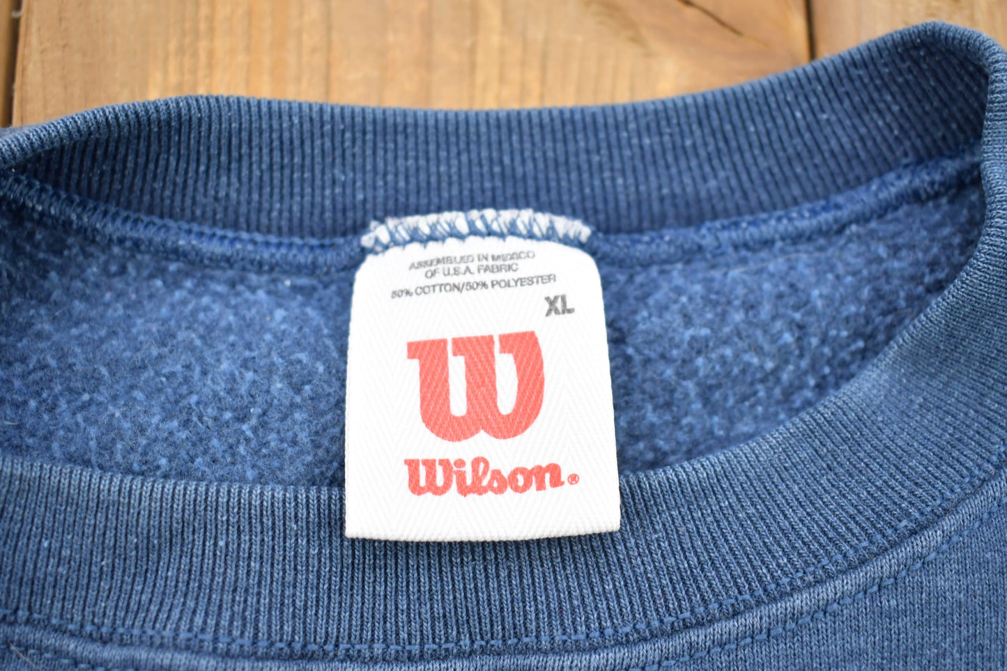 Vintage 1990s Wilson Blank Navy Blue Crewneck Sweatshirt Men's XL from propervintagecanada