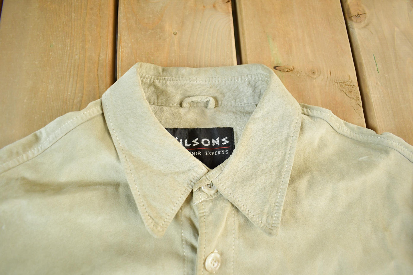 Vintage 1990s Wilson's Leather Button Up Shirt Men's XL from propervintagecanada