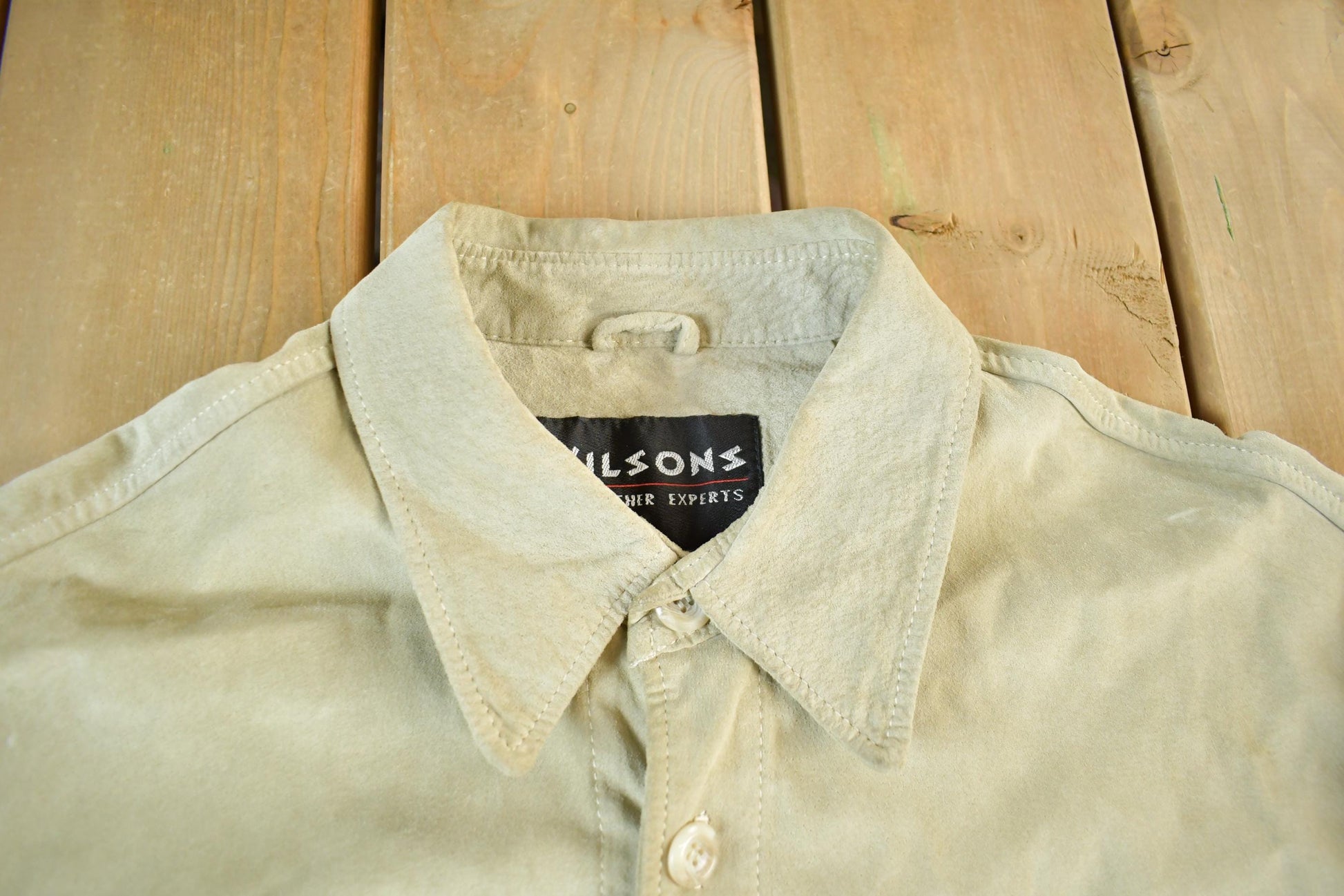 Vintage 1990s Wilson's Leather Button Up Shirt Men's XL from propervintagecanada