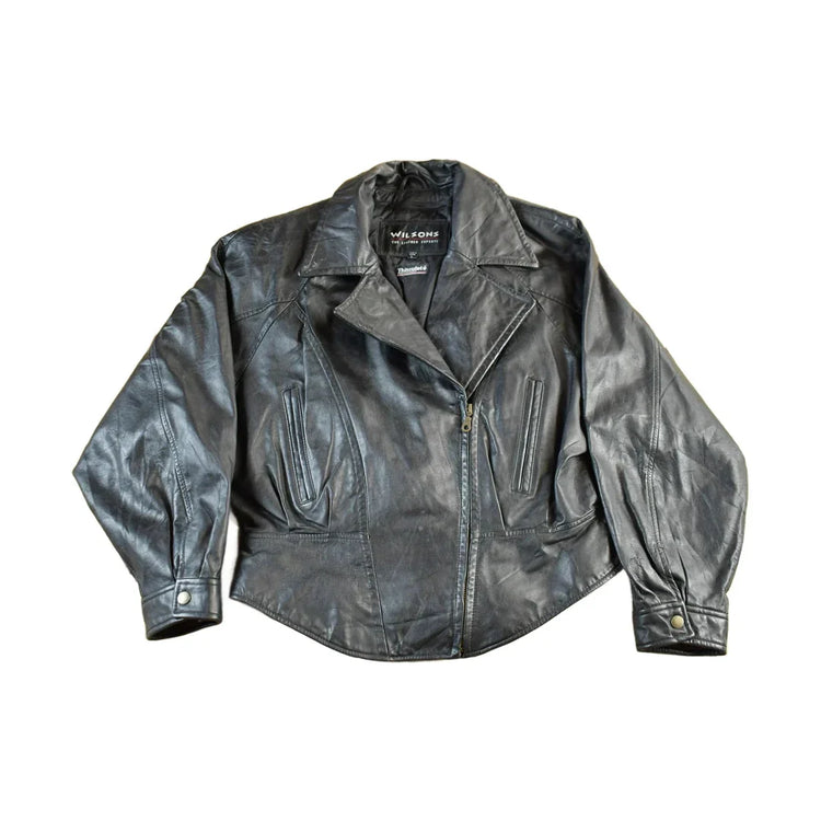 Vintage 1990s Wilson Thinsulate Motorcycle Leather Biker Jacket Adult Large Men's Small from propervintagecanada