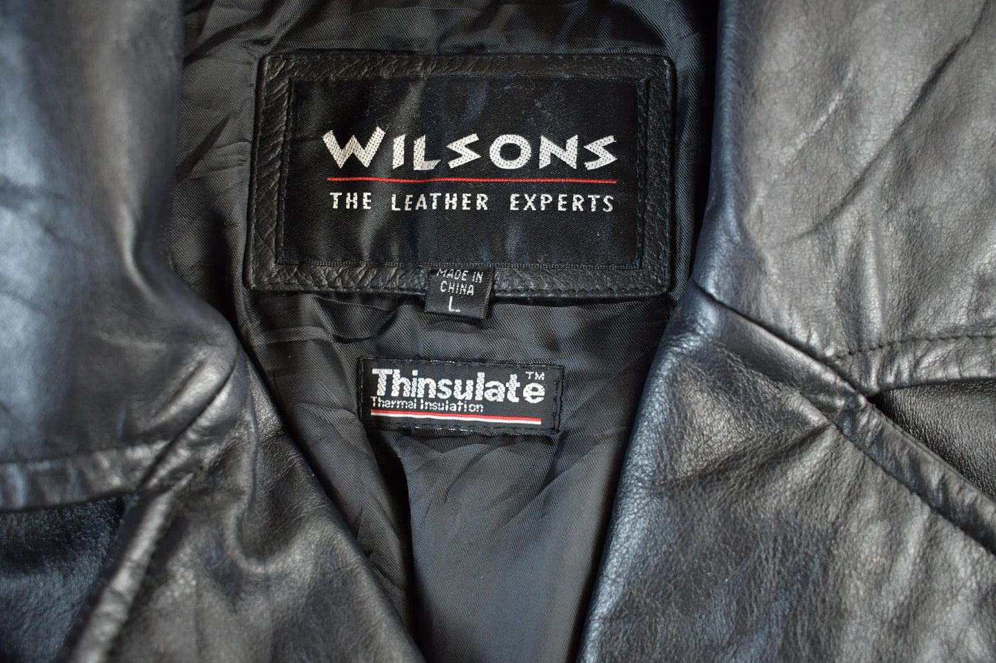 Vintage 1990s Wilson Thinsulate Motorcycle Leather Biker Jacket Adult Large Men's Small from propervintagecanada