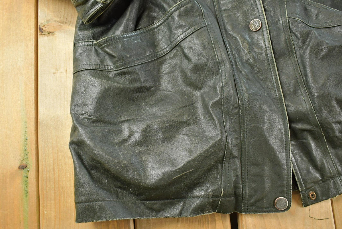 Vintage 1990s Wilsons Leather London Fog Dark Green Wool Lining Parka Coat Jacket Women's XL / Outerwear / 90s Streetwear from propervintagecanada