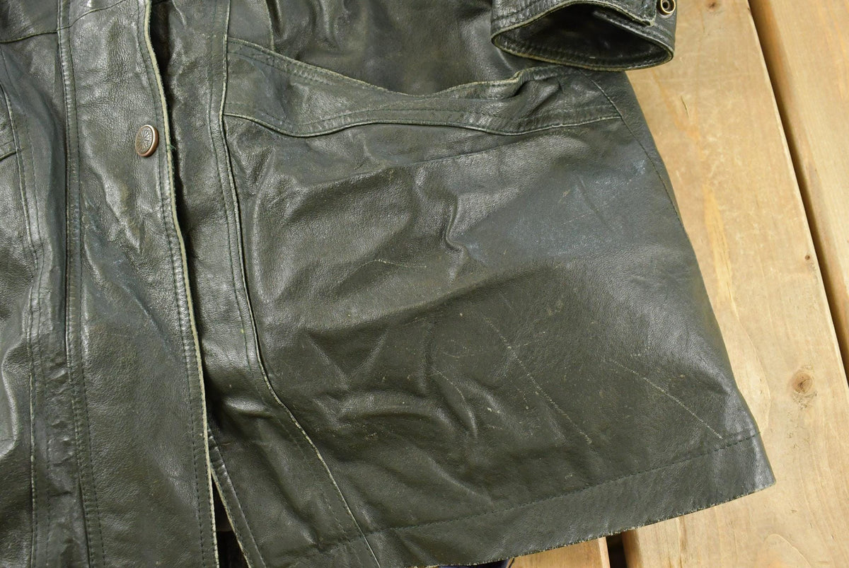 Vintage 1990s Wilsons Leather London Fog Dark Green Wool Lining Parka Coat Jacket Women's XL / Outerwear / 90s Streetwear from propervintagecanada
