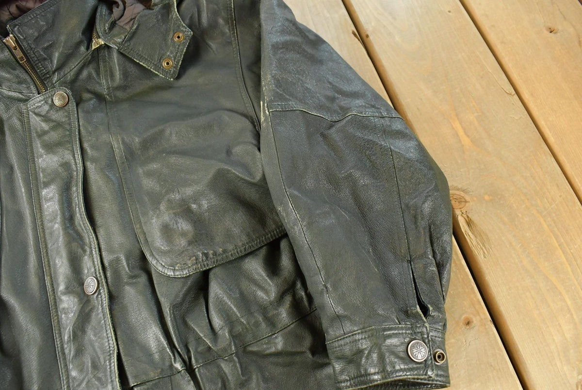 Vintage 1990s Wilsons Leather London Fog Dark Green Wool Lining Parka Coat Jacket Women's XL / Outerwear / 90s Streetwear from propervintagecanada