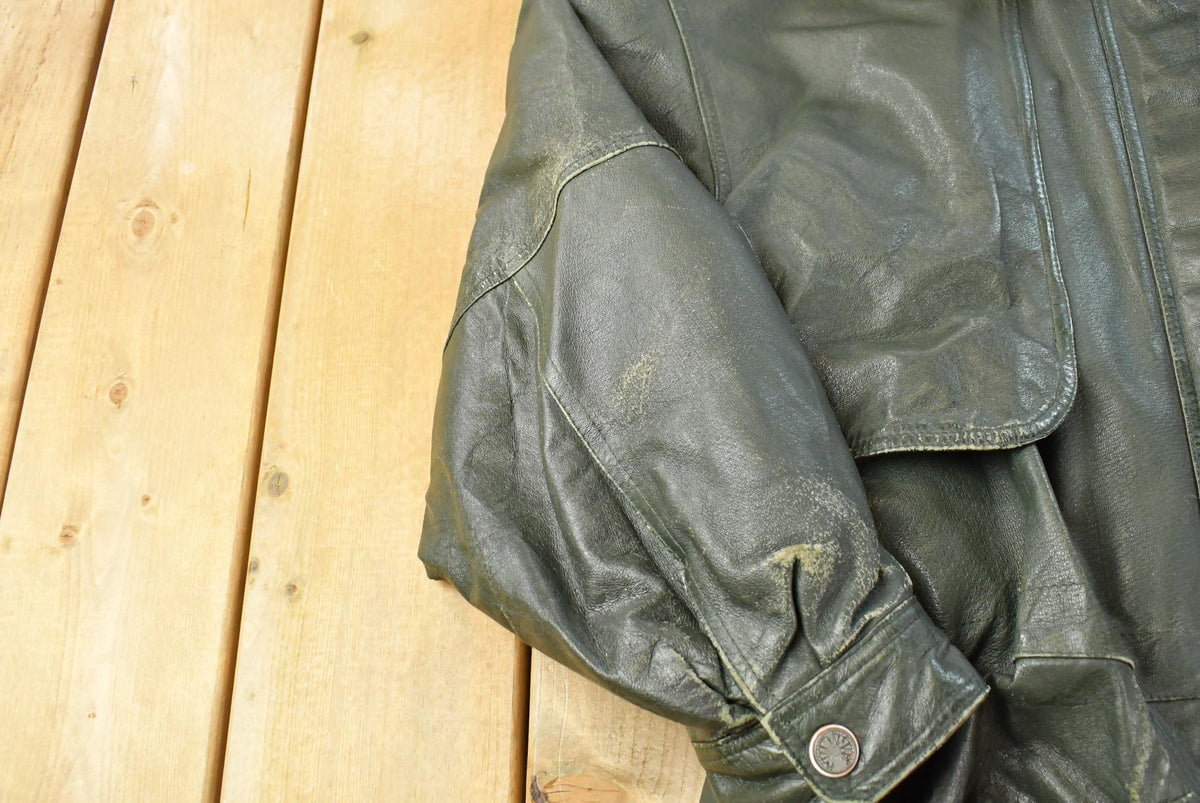 Vintage 1990s Wilsons Leather London Fog Dark Green Wool Lining Parka Coat Jacket Women's XL / Outerwear / 90s Streetwear from propervintagecanada