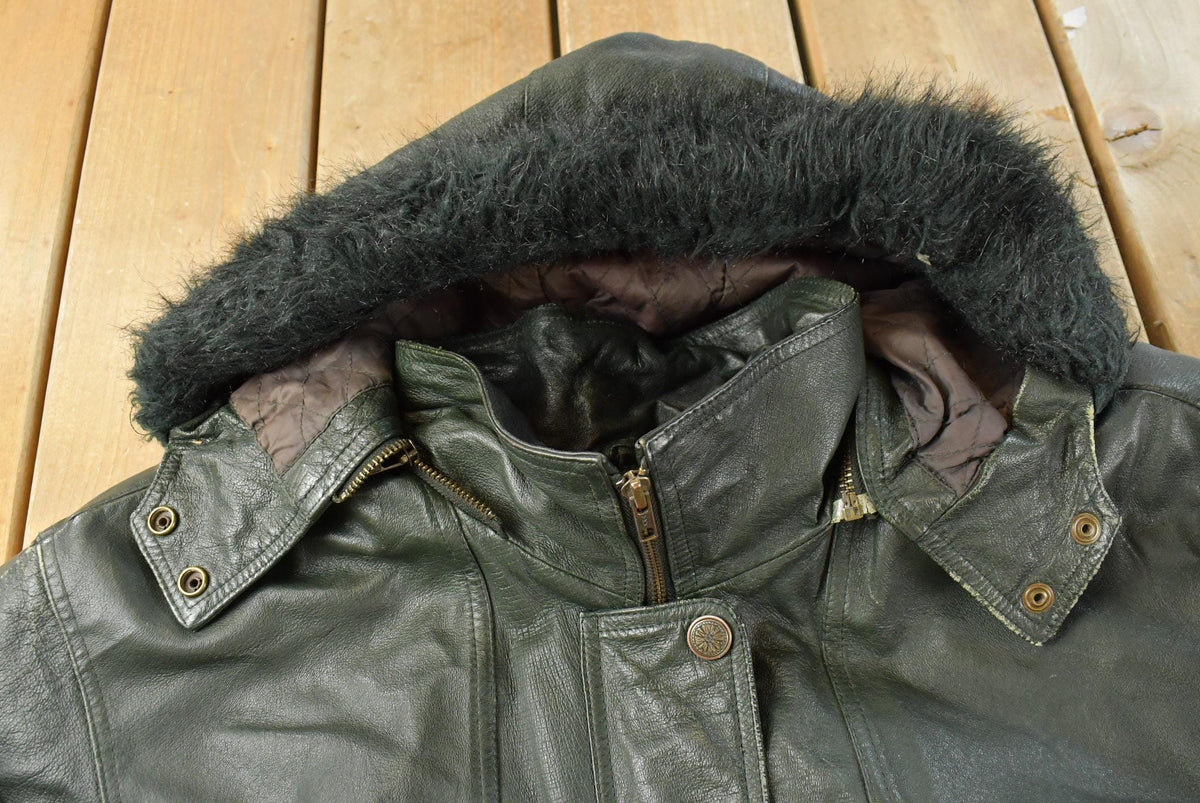 Vintage 1990s Wilsons Leather London Fog Dark Green Wool Lining Parka Coat Jacket Women's XL / Outerwear / 90s Streetwear from propervintagecanada