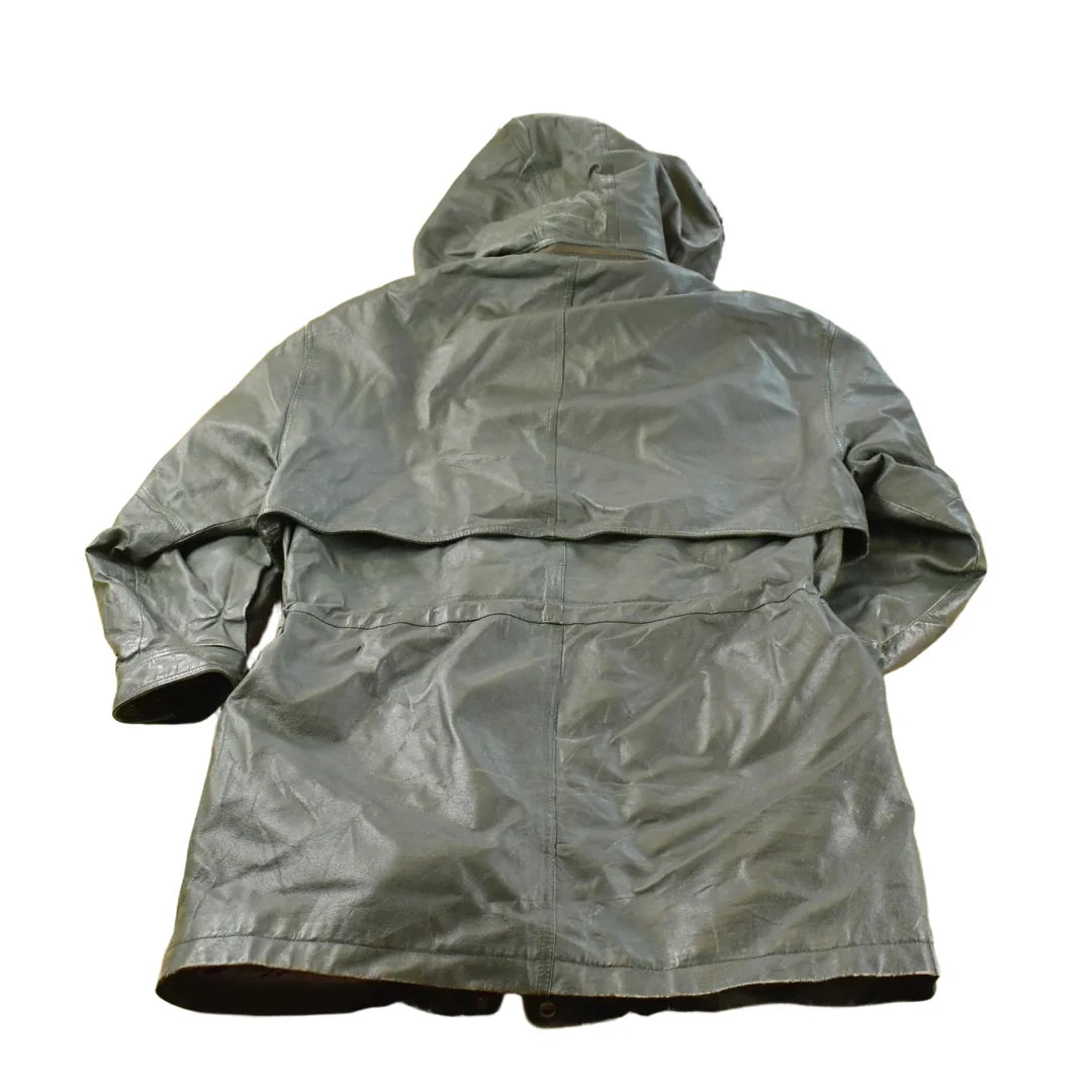 Vintage 1990s Wilsons Leather London Fog Dark Green Wool Lining Parka Coat Jacket Women's XL / Outerwear / 90s Streetwear from propervintagecanada