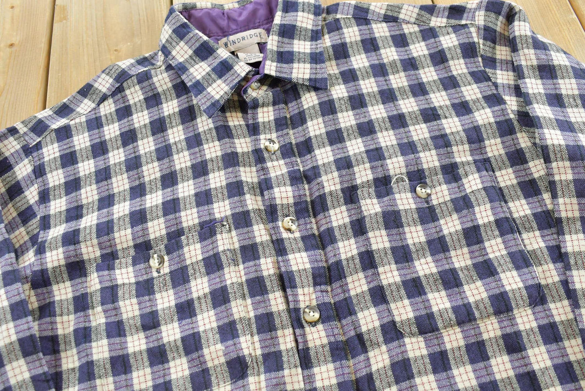 Vintage 1990s Windridge Plaid Acrylic Button Up Shirt Men's L / 80s Streetwear / Basic Layering Essential from propervintagecanada