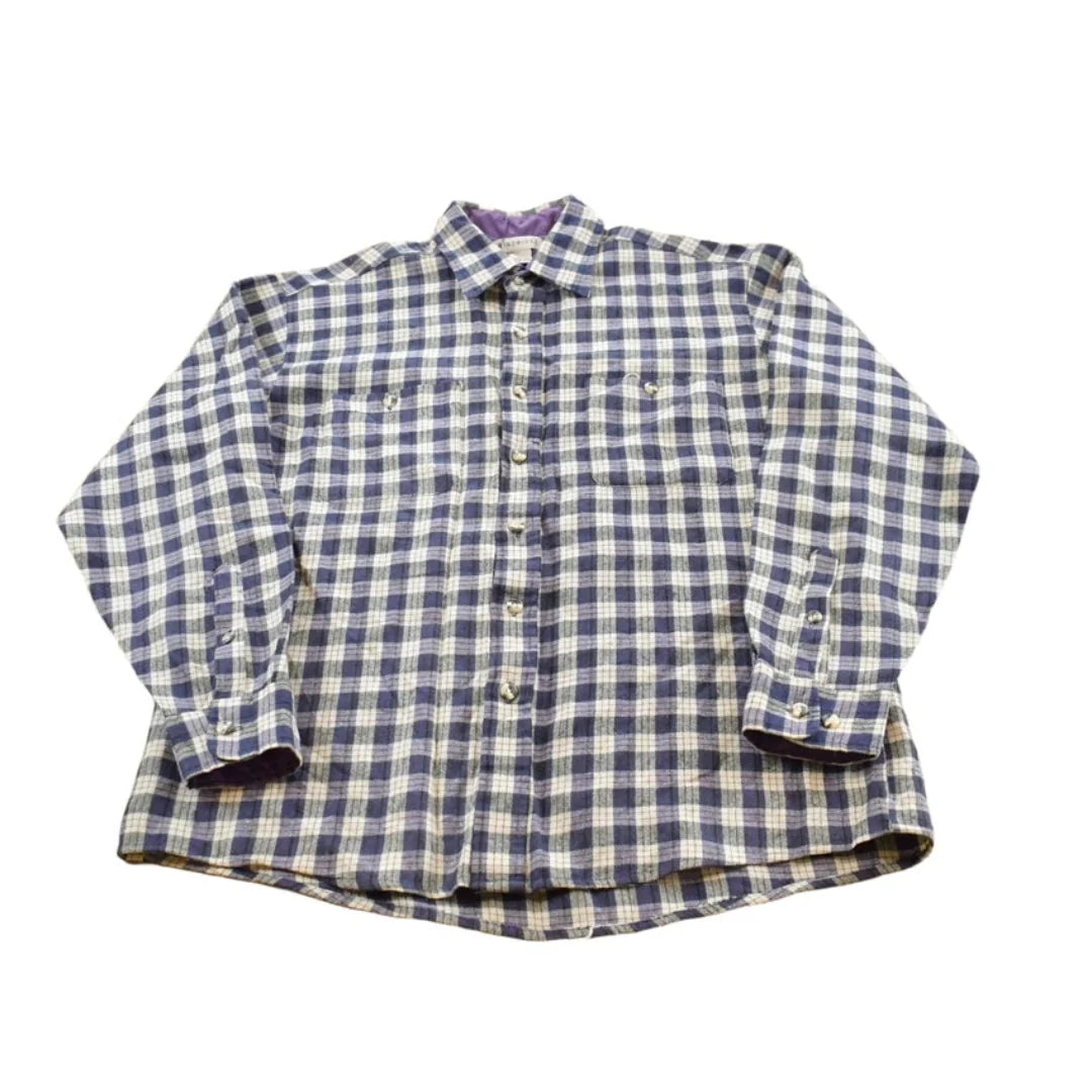 Vintage 1990s Windridge Plaid Acrylic Button Up Shirt Men's L / 80s Streetwear / Basic Layering Essential from propervintagecanada