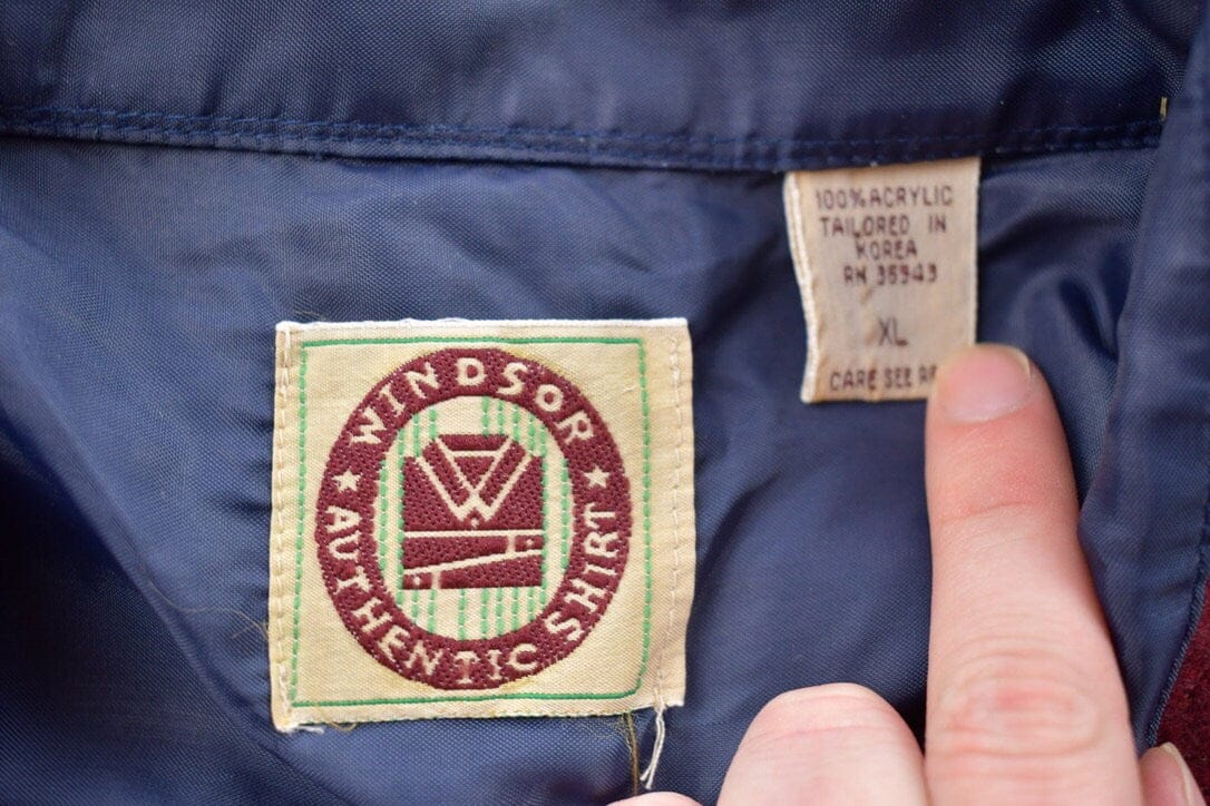 Vintage 1990s Windsor Plaid Flannel Button Up Shirt Men's XL from propervintagecanada