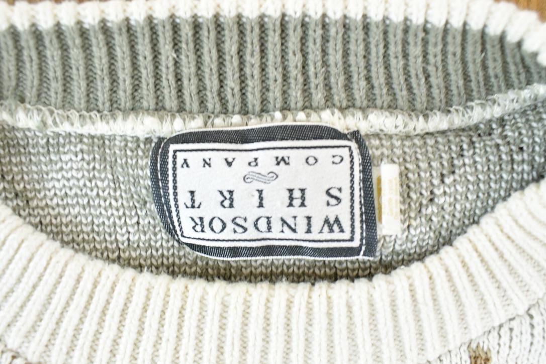 Vintage 1990s Windsor Shirt Upside Down Tag Knit Crewneck Sweater Men's XL from propervintagecanada