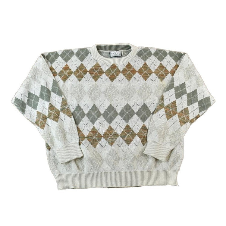 Vintage 1990s Windsor Shirt Upside Down Tag Knit Crewneck Sweater Men's XL from propervintagecanada