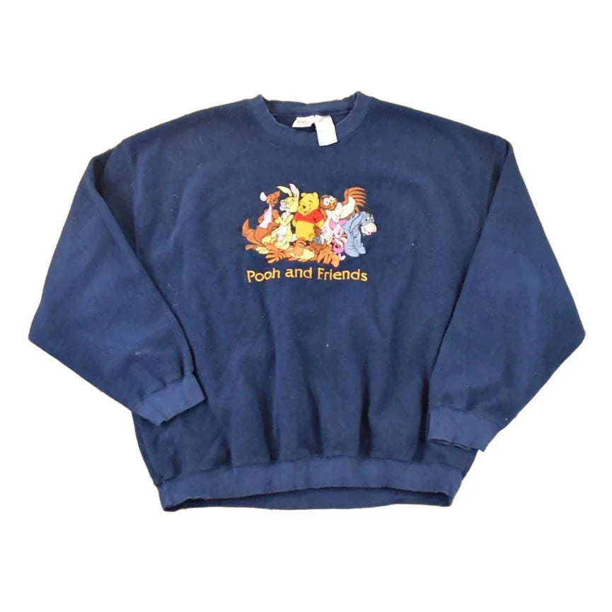 Vintage 1990s Winnie The Pooh And Friends Embroidered Fleece Disney Crewneck Sweater Men's XL from propervintagecanada