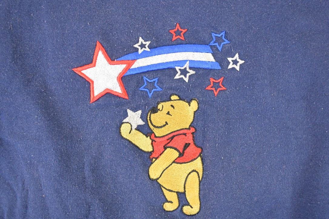 Vintage 1990s Winnie The Pooh Embroidered Double Collar Disney Crew Neck Sweater Men's L from propervintagecanada