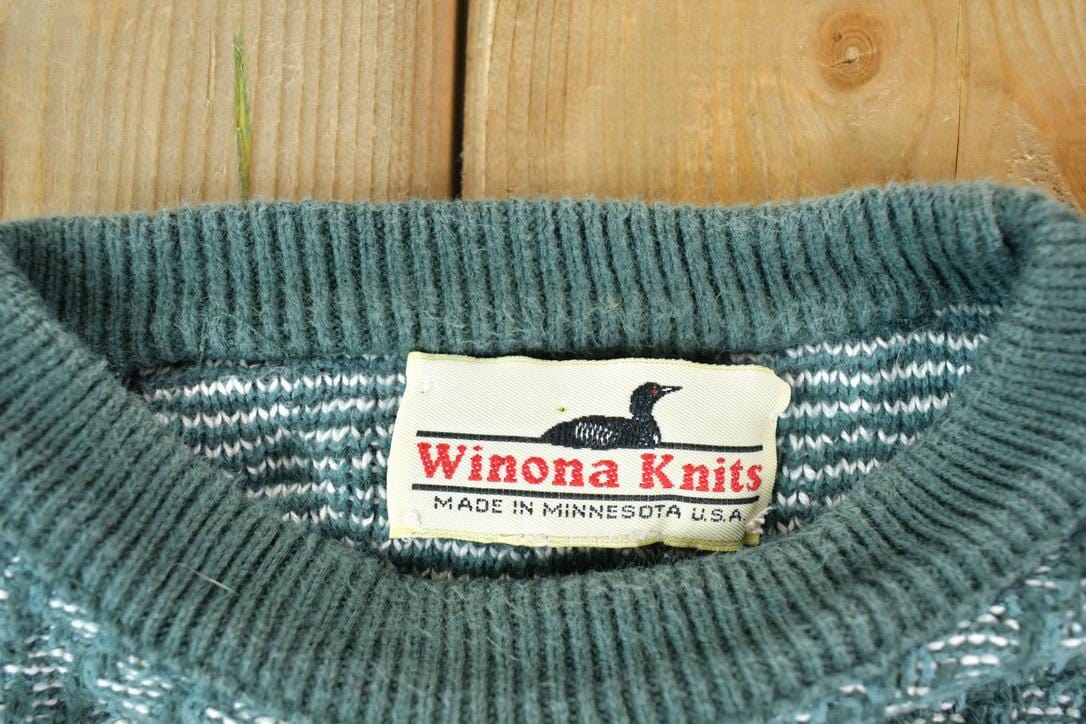 Vintage 1990s Winona Knits Abstract Pattern Crewneck Sweater Made In Minnesota Women's M from propervintagecanada