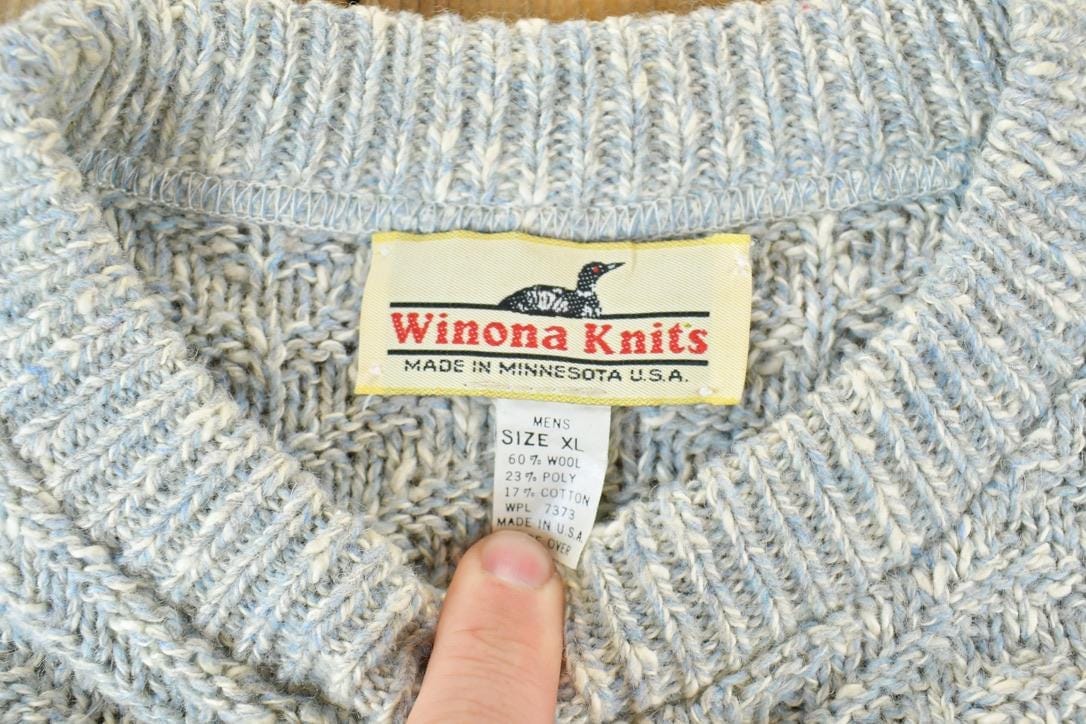 Vintage 1990s Winona Knits Crew Neck Ski Sweater Men's XL from propervintagecanada