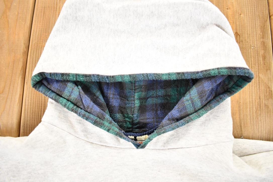 Vintage 1990s Winona Knits Plaid Lined Hoodie Sweatshirt Men's XL from propervintagecanada