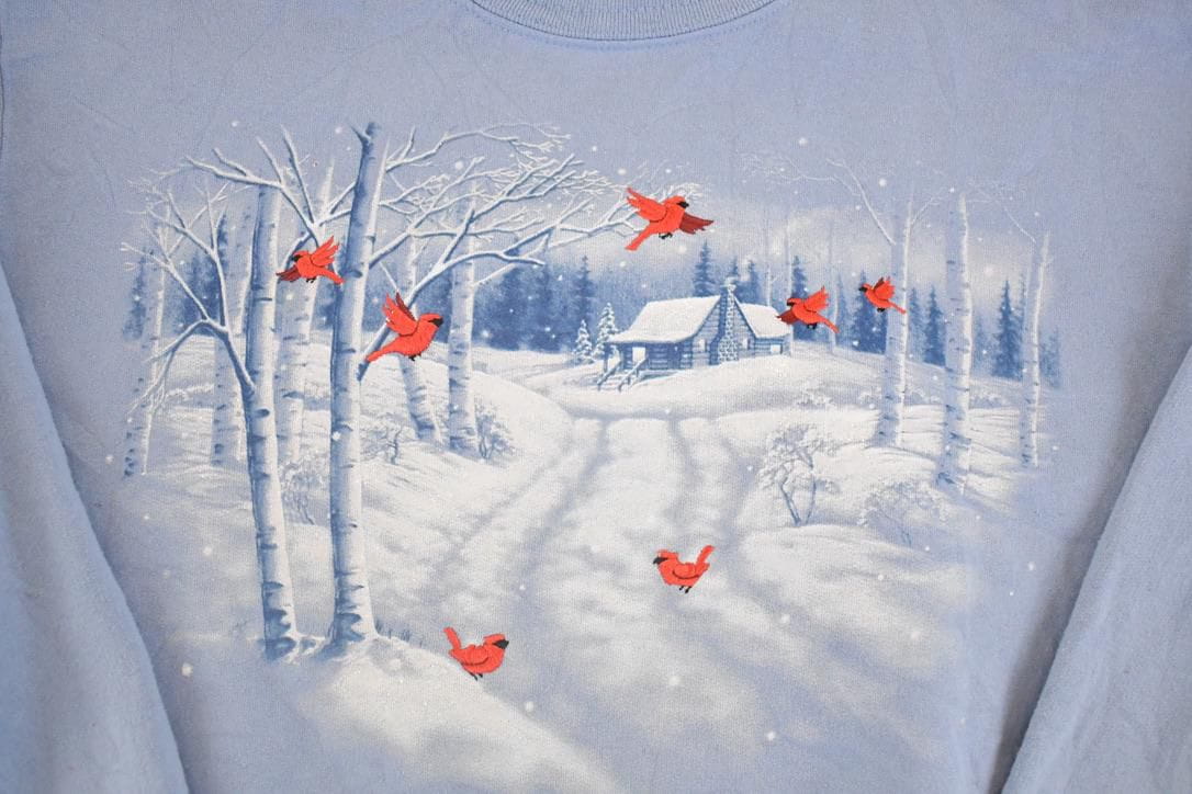 Vintage 1990s Winter Cardinals Double Collar Souvenir Crewneck Sweatshirt Women's L from propervintagecanada