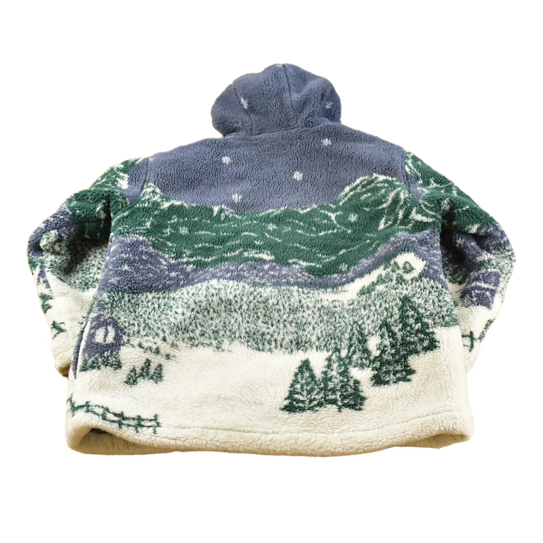 Vintage 1990s Winter Forrest Theme All Over Print Quilt Lined Fleece Jacket Men's L from propervintagecanada