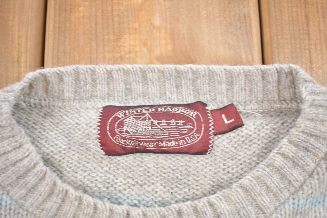 Vintage 1990s Winter Harbor Knitted Crewneck Sweater Men's S from propervintagecanada