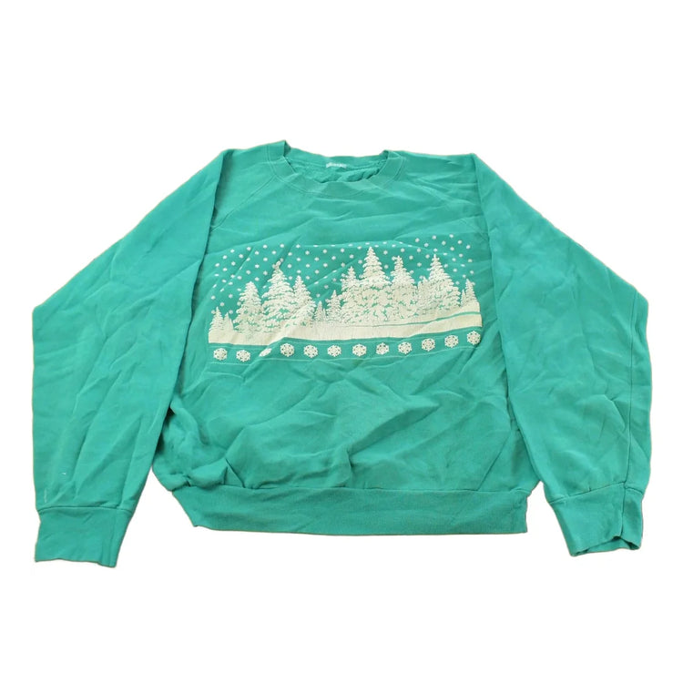 Vintage 1990s Winter Landscape Christmas Crewneck Sweatshirt Men's Medium from propervintagecanada