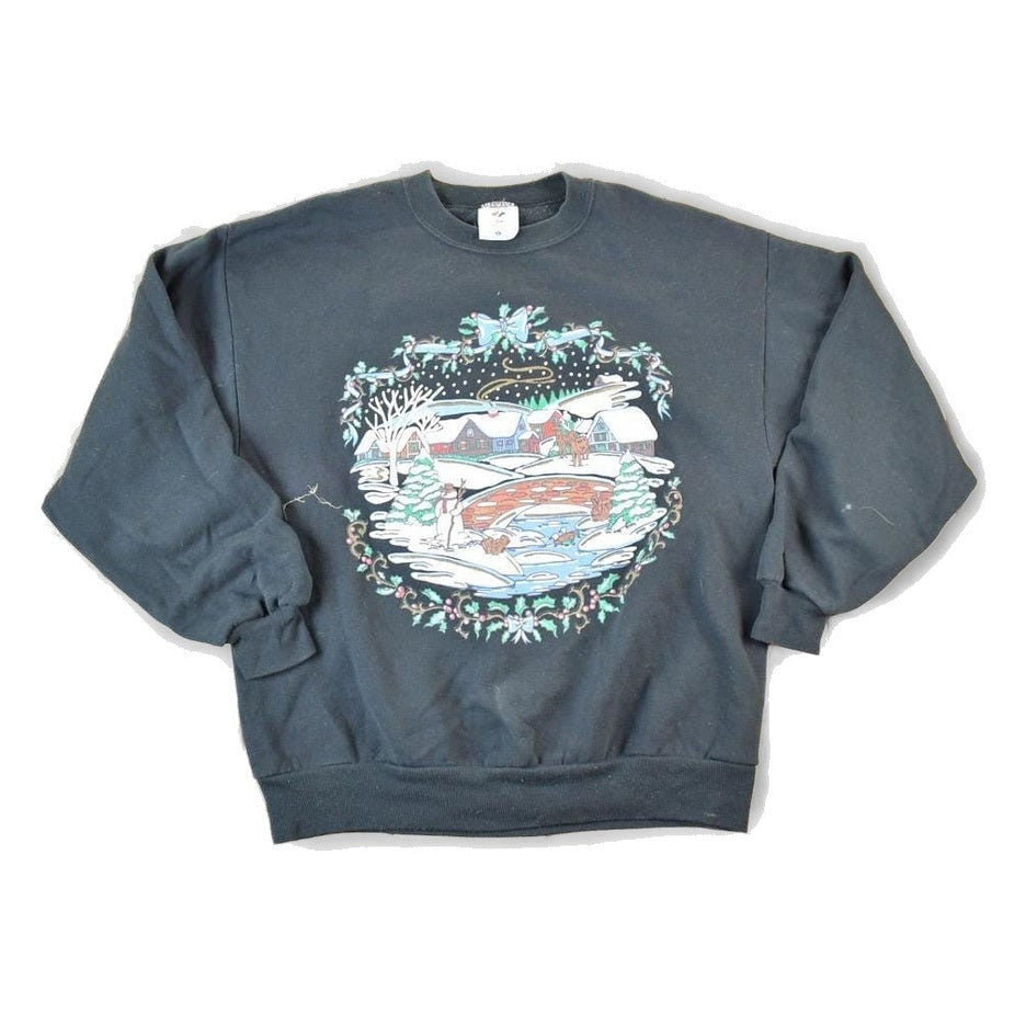 Vintage 1990s Winter Theme Snowman Crewneck Sweatshirt Mens S from propervintagecanada